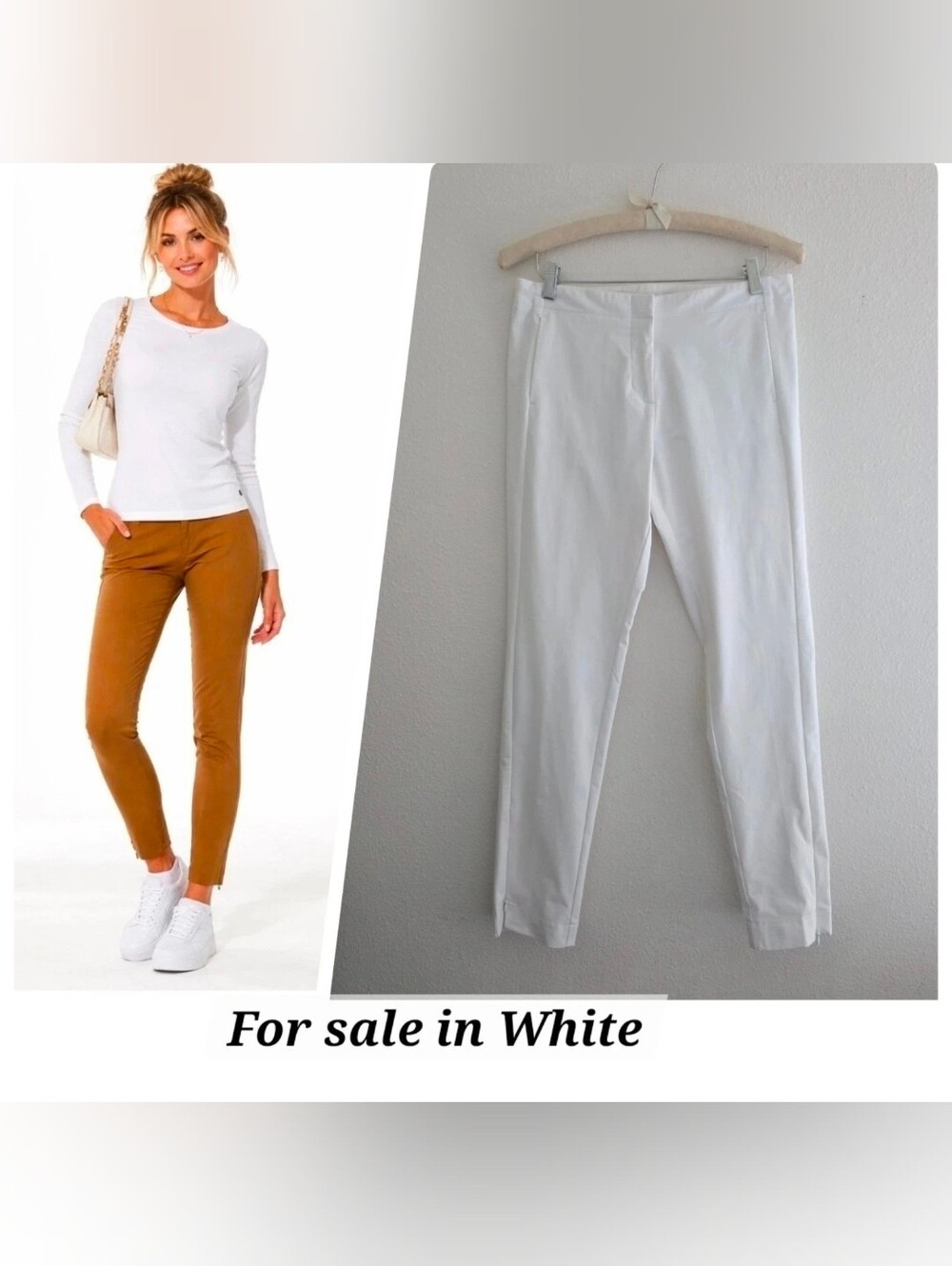 MDC Womens Pants 4 Way Stretch Zip Ankle High-Performance Blend In White Sz 38/8